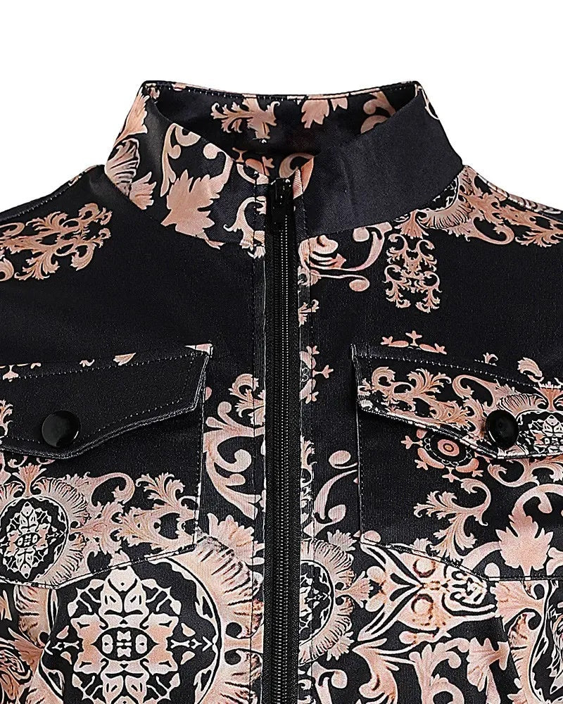 Deanwangkt - Baroque Print Long Sleeve Zip Top - Deanwangkt