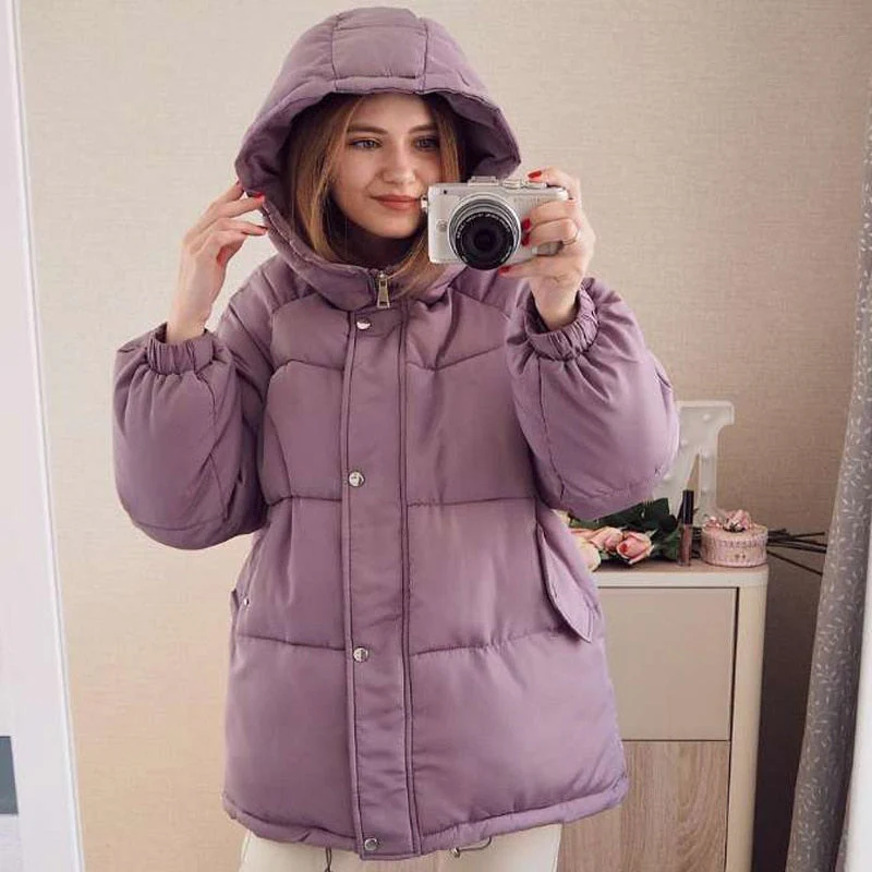 Christmas Gift Autumn Winter Deanwangkt New Womens Coats Blue Jackets Hooded Coat Thick Cotton Parkas Oversized Jacket Female - Deanwangkt