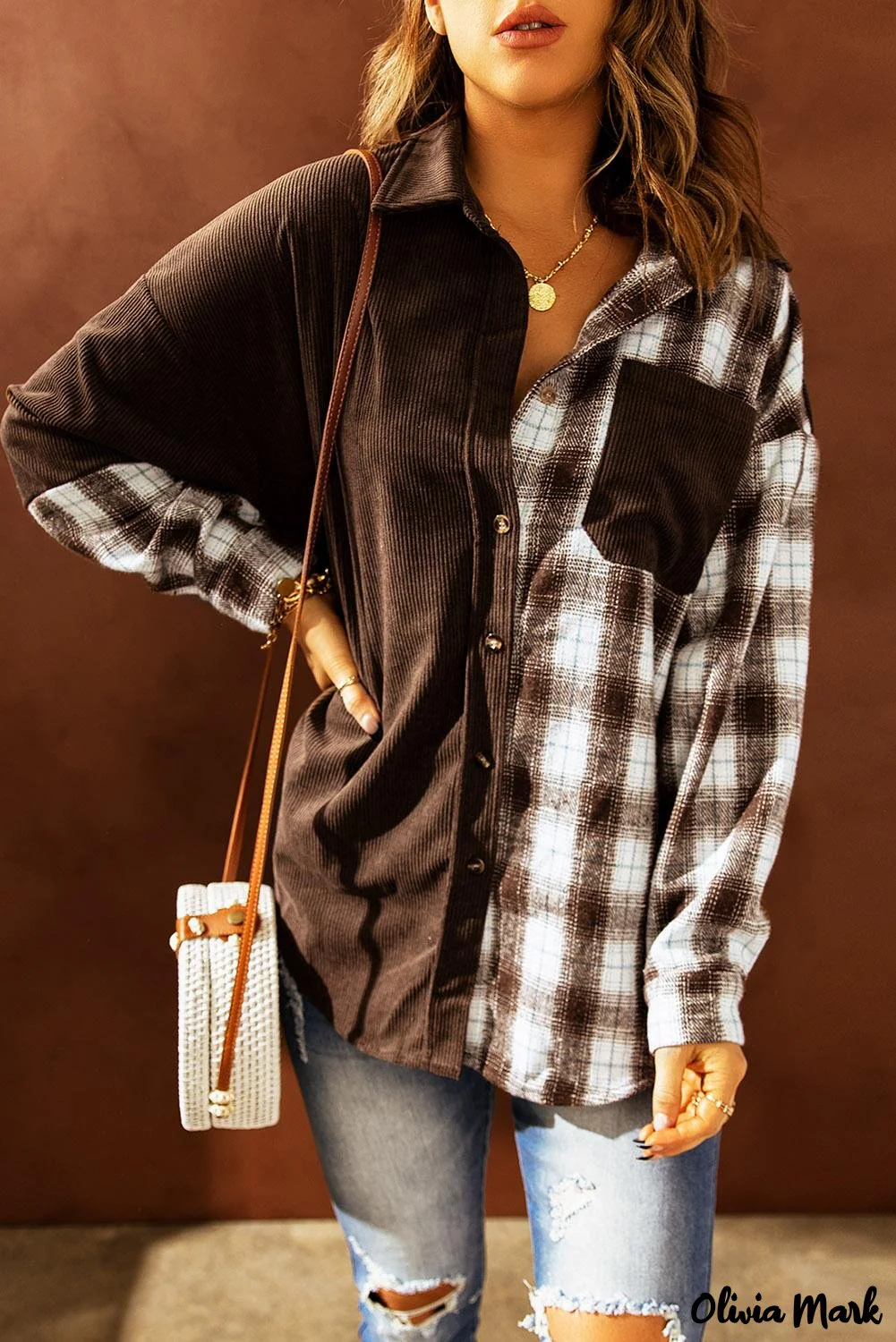 Deanwangkt - Oversized button-up shirt in checked corduroy - Deanwangkt