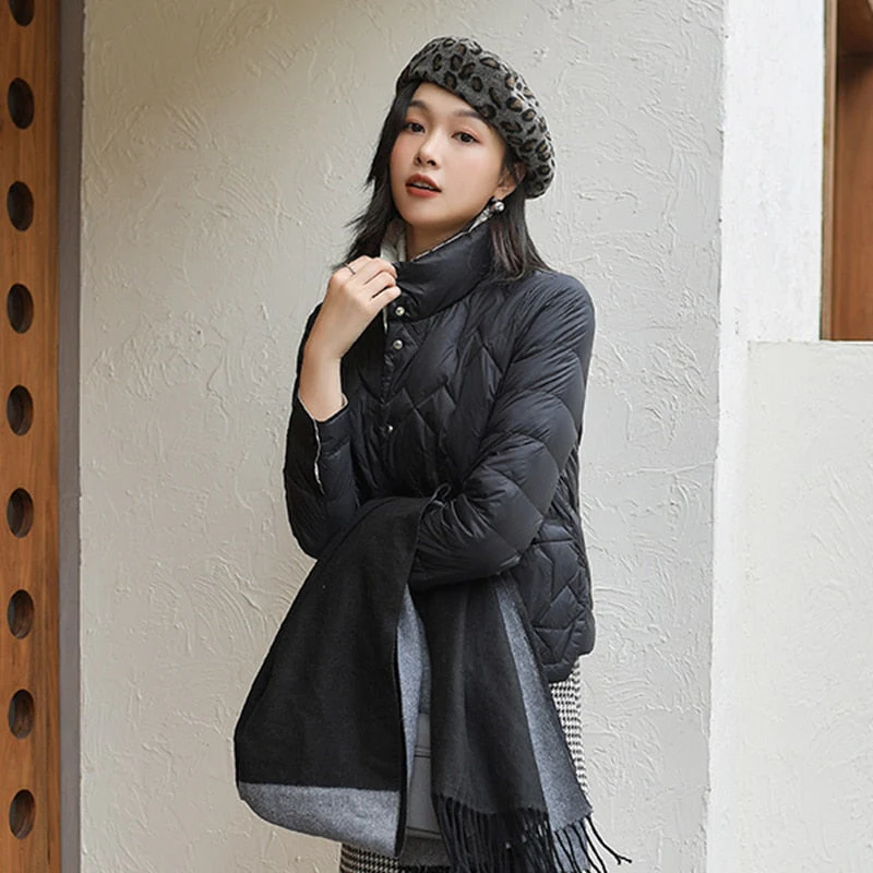 Black Friday Sales Autumn Winter Women Ultra Light White Duck Down Short Coat Casual Female Stand Collar Down Jacket Ladies Warm Outwear - Deanwangkt