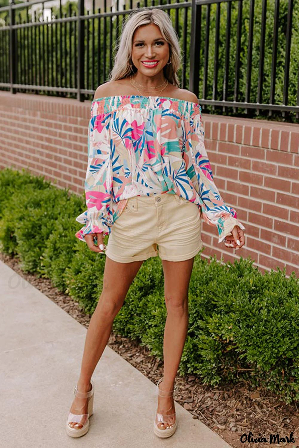 Deanwangkt - Multicolor Floral Print Cold Shoulder Blouse - Deanwangkt