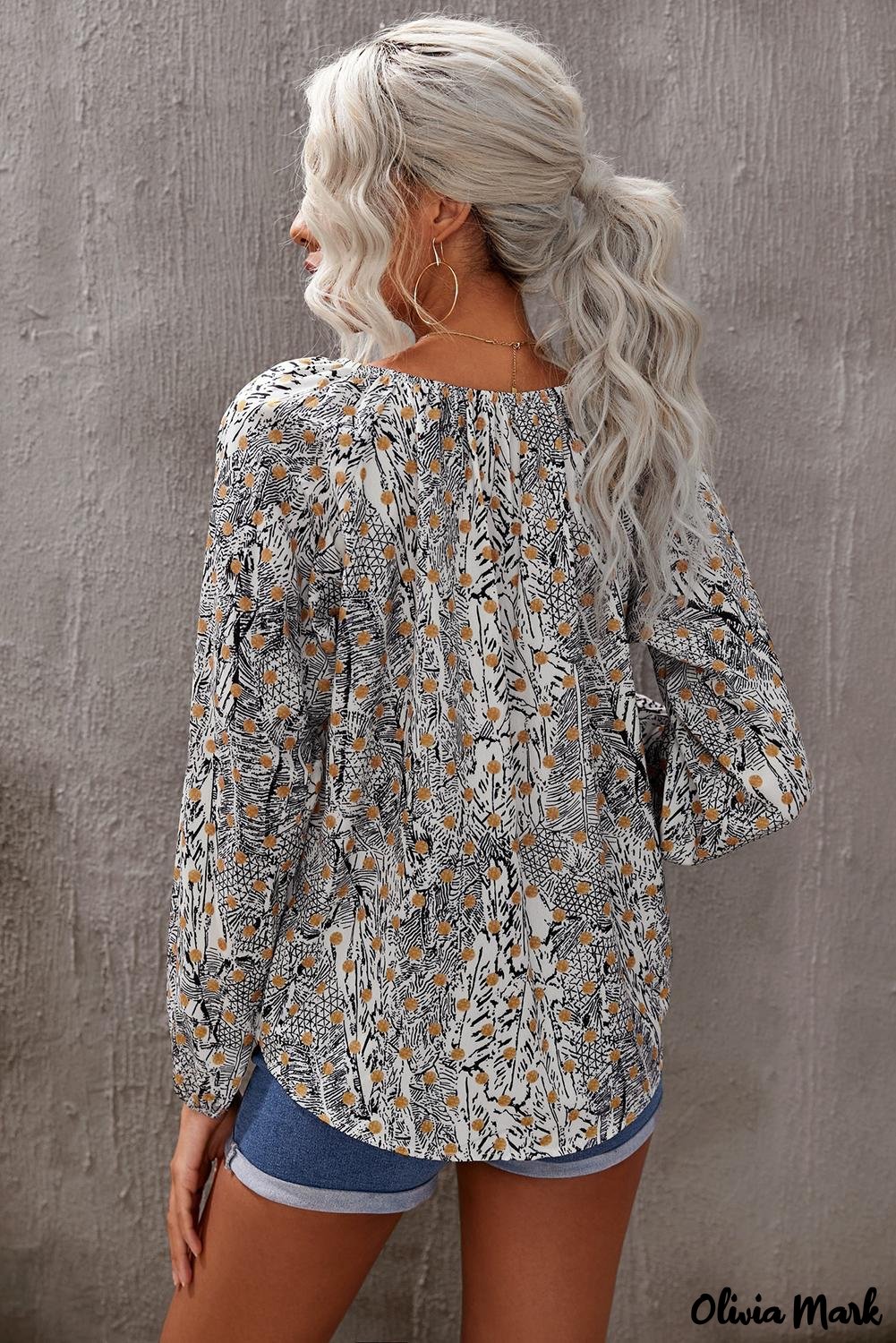 Deanwangkt - Abstract Print Puff Sleeve Blouse - Deanwangkt