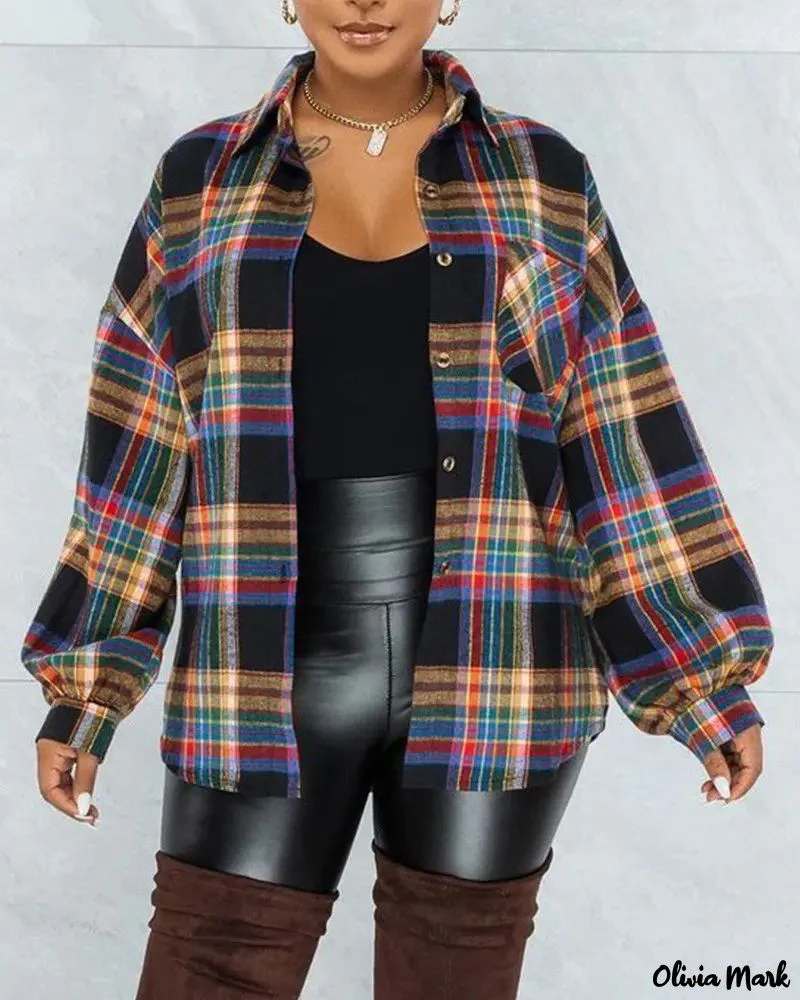 Deanwangkt - Plaid Print Long Sleeve Button Up Jacket - Deanwangkt