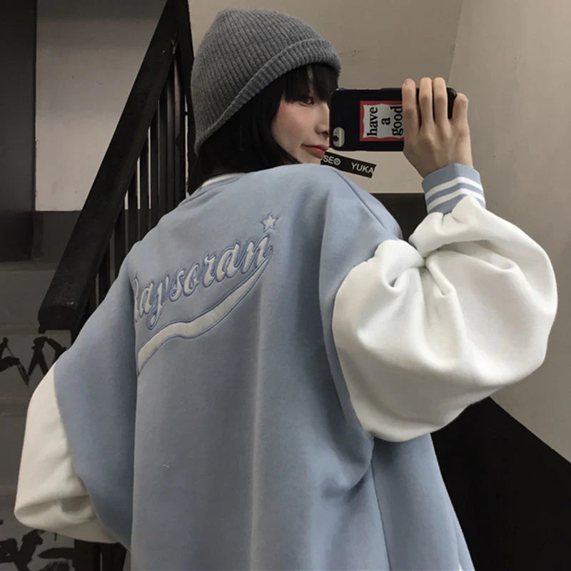 Christmas Gift Deanwangkt Spring Coat American Baseball Bomber Jacket Loose Letter R Men Women Couples Tops Harajuku Plus Size Jackets Streetwear - Deanwangkt