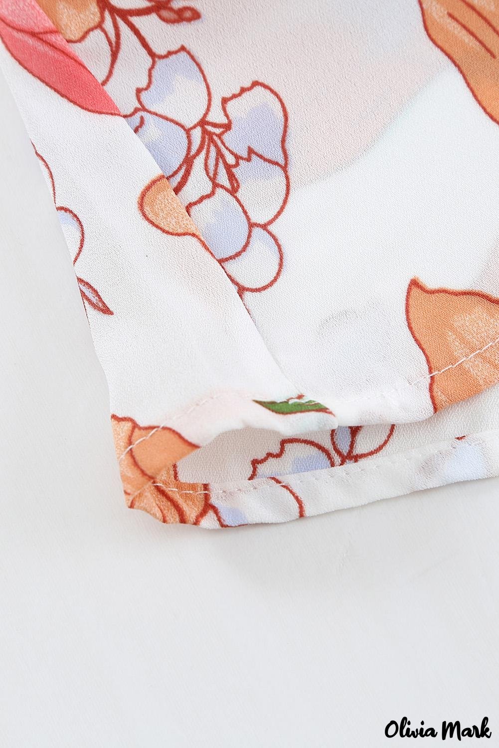 Deanwangkt - Orange floral print puff sleeve shirt with smocked cuffs - Deanwangkt