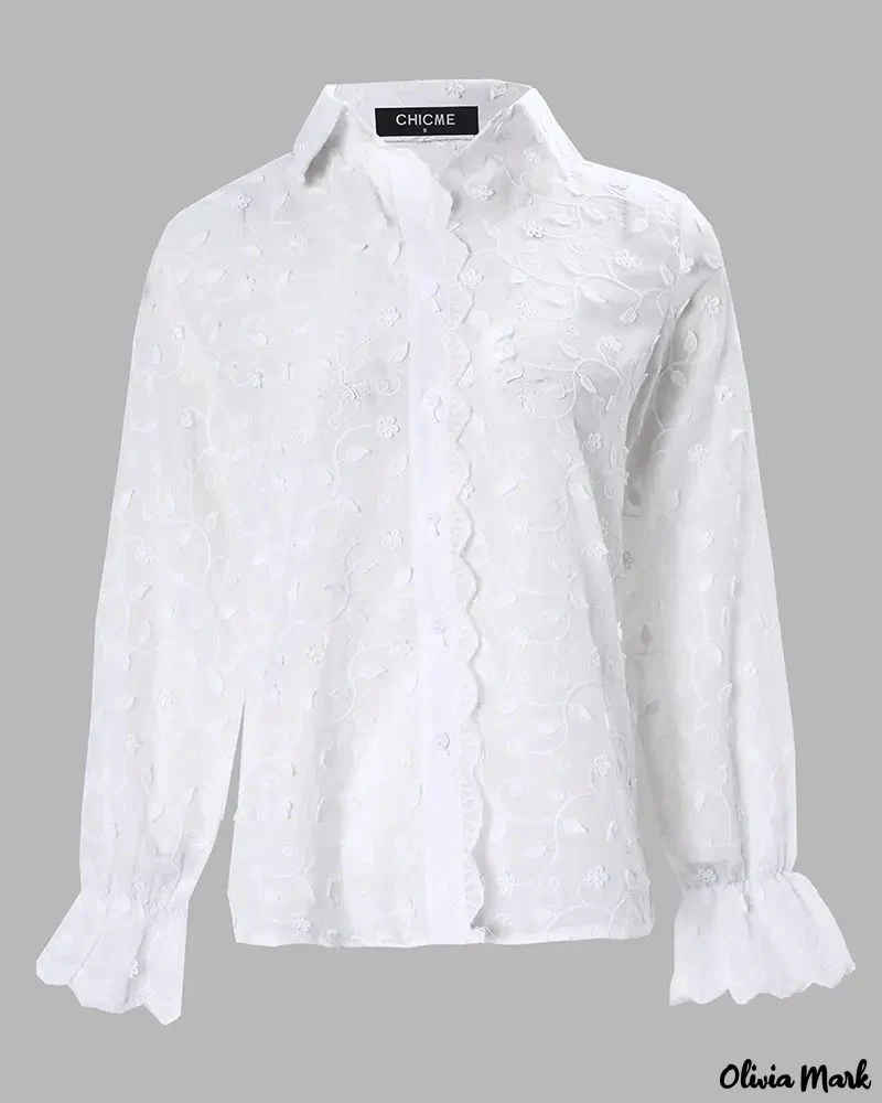 Deanwangkt - Embroidered Long Sleeve Button Down Shirt - Deanwangkt