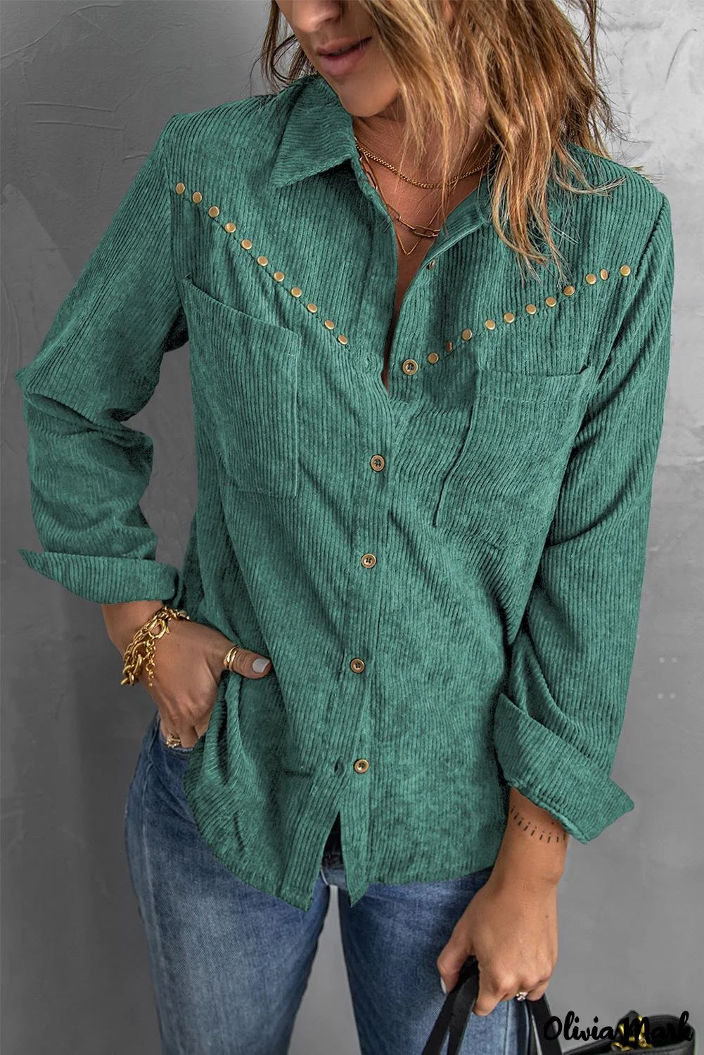 Deanwangkt - Beige corduroy buttoned long sleeve shirt with pockets - Deanwangkt