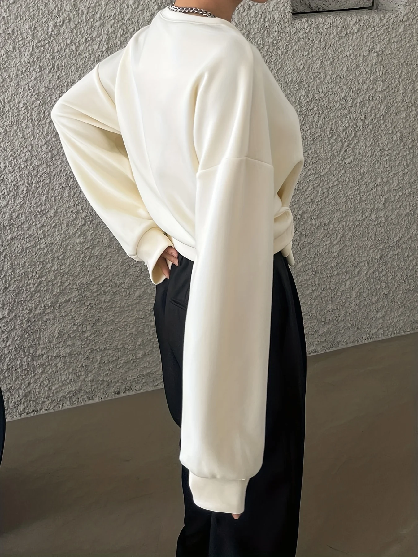 deanwangkt-1  Solid Belted Pullover Sweatshirt, Casual Long Sleeve Crew Neck Sweatshirt For Spring & Fall, Women's Clothing - Deanwangkt