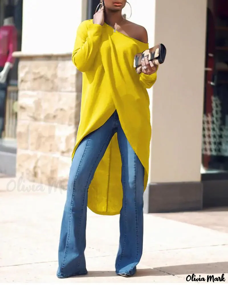 Deanwangkt - Long Sleeve Asymmetric Hem Top - Deanwangkt