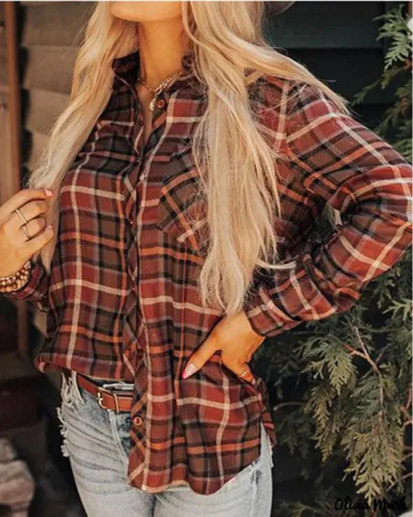 Deanwangkt - Plaid Print Long Sleeve Button-Up Shirt - Deanwangkt