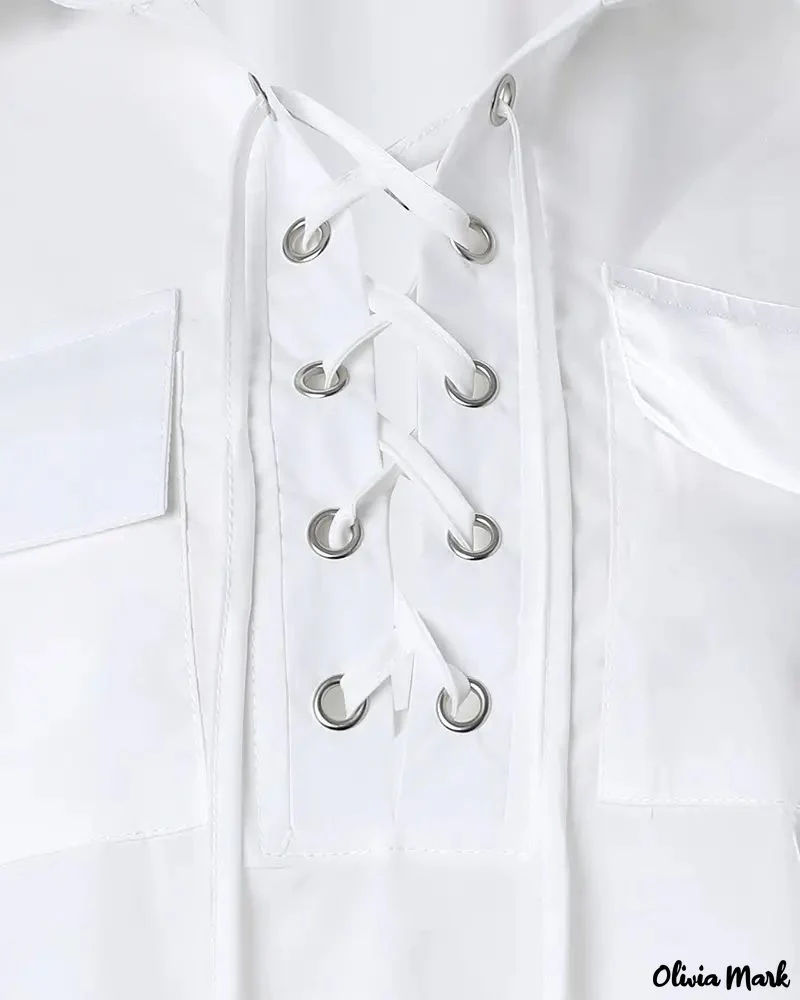 Deanwangkt - Long sleeve lace up pocket shirt - Deanwangkt