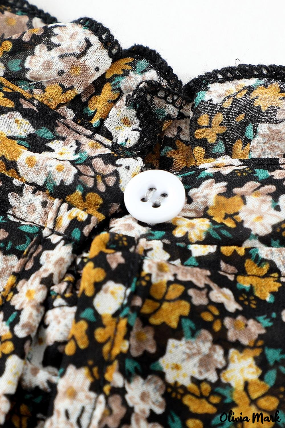 Deanwangkt - Floral Print Ruffle Long Sleeve Blouse - Deanwangkt