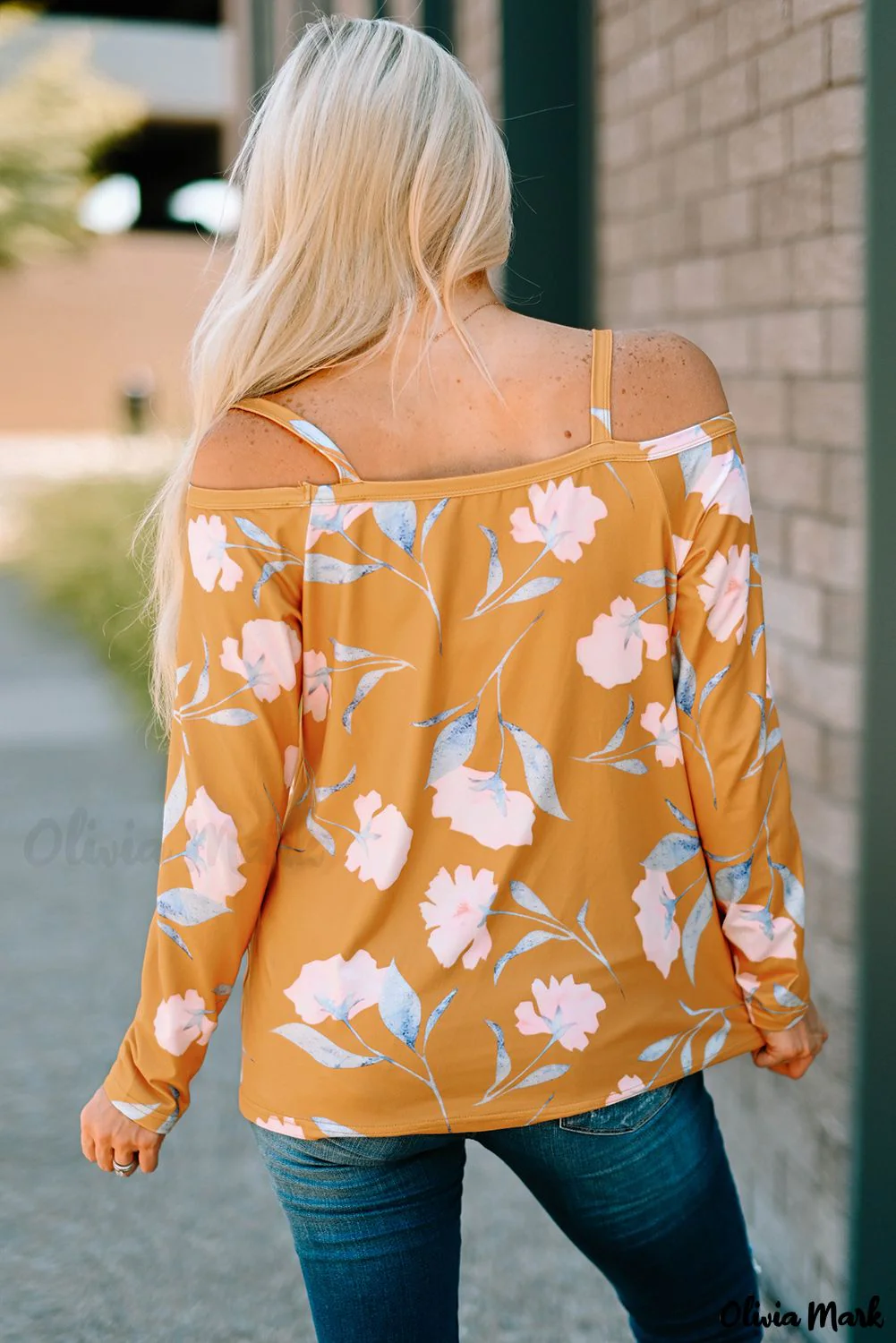 Deanwangkt - Yellow Floral Off Shoulder Long Sleeve Top - Deanwangkt
