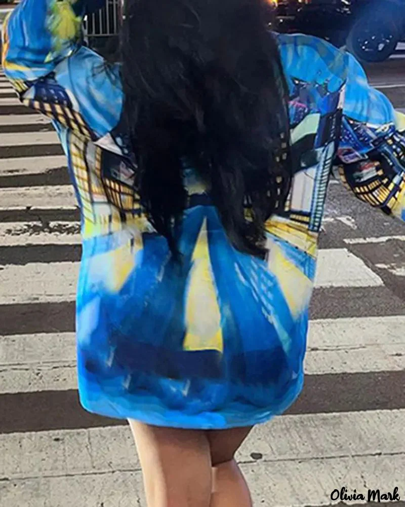 Deanwangkt - Long Sleeve Graphic Print Button Down Shirt - Deanwangkt