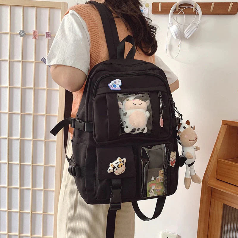 Back to school backpack Waterproof Nylon Female Schoolbag College Lady Laptop Backpacks Kawaii Girl Travel Book Bags Cute Large Capacity - Deanwangkt