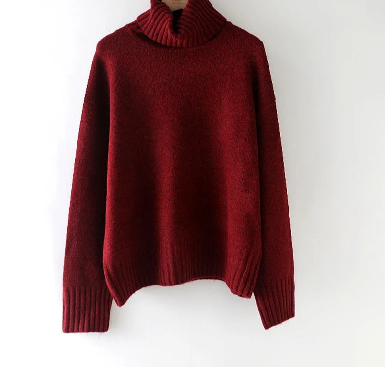 Christmas Gift autumn Winter casual cashmere oversize thick Sweater pullovers Women loose Turtleneck women's sweaters jumper - Deanwangkt