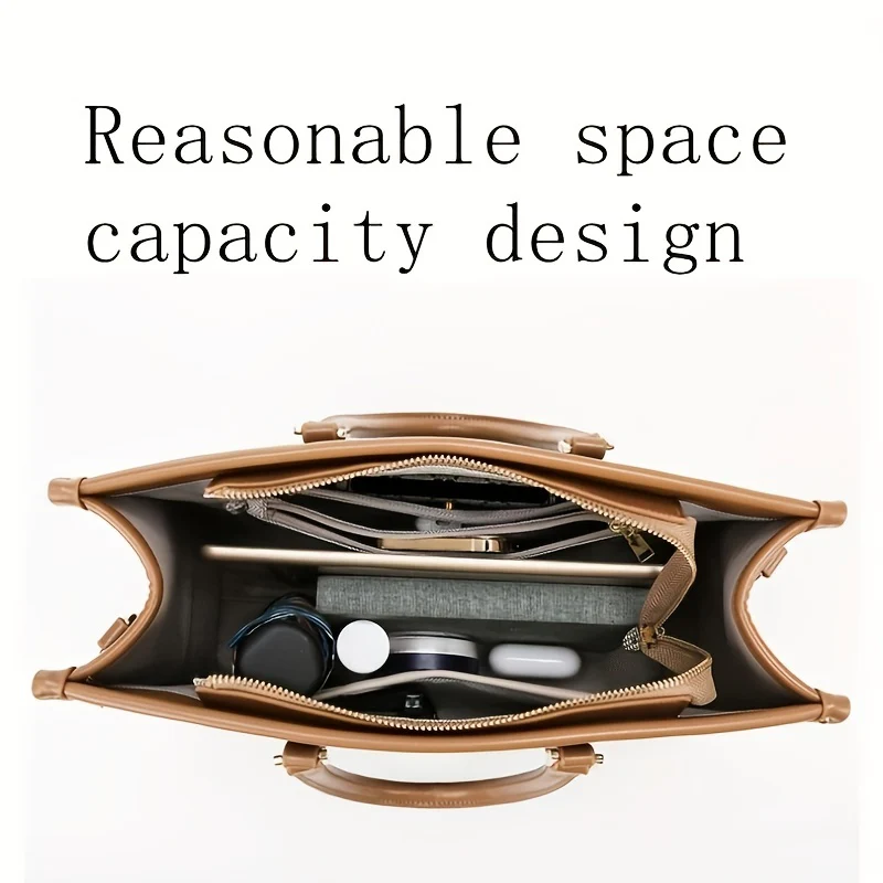 Elegant Letter Embossed Tote Bag, Classic Handbag For Women, All-Match Trendy Bag With Detachable Shoulder Strap - Deanwangkt