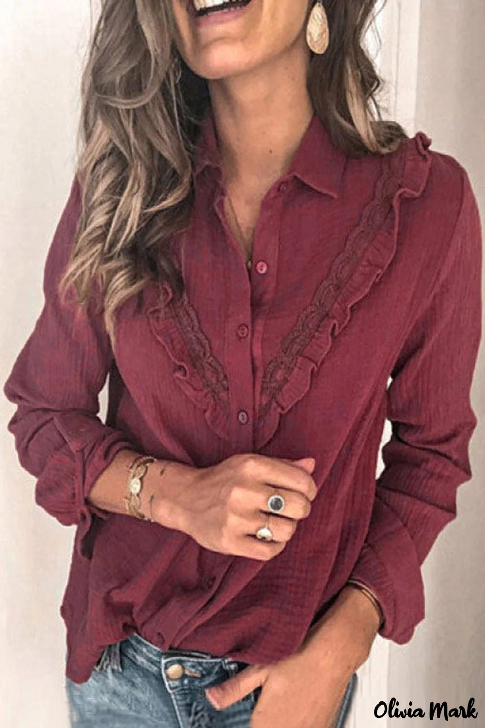 Deanwangkt - White Ruffle Crinkle Long Sleeve Shirt - Deanwangkt