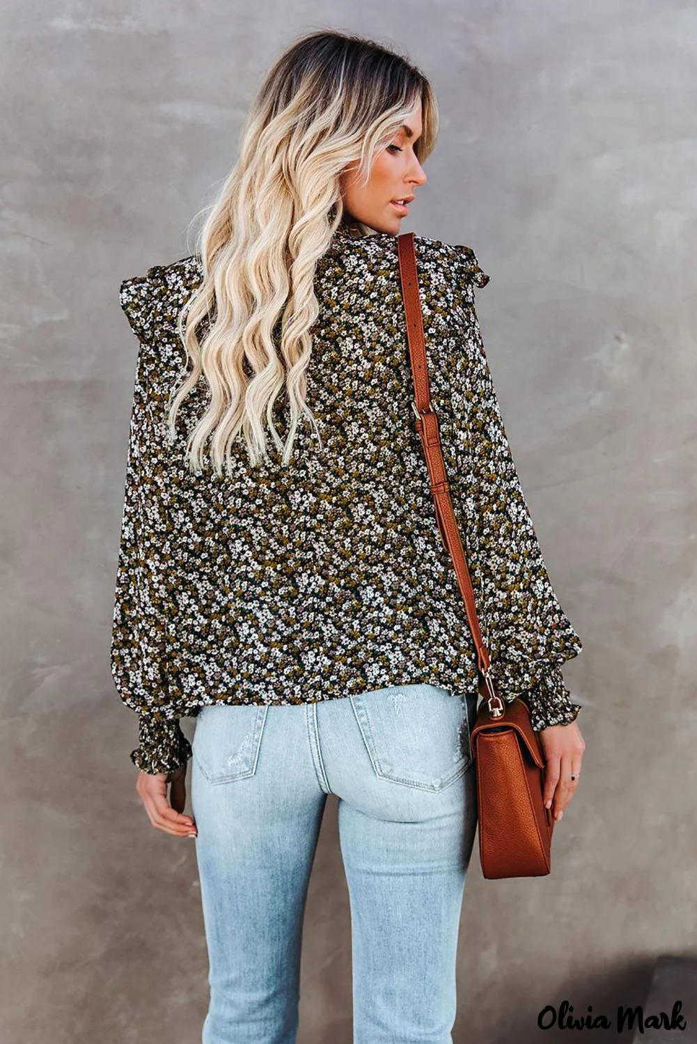 Deanwangkt - Floral Print Ruffle Long Sleeve Blouse - Deanwangkt