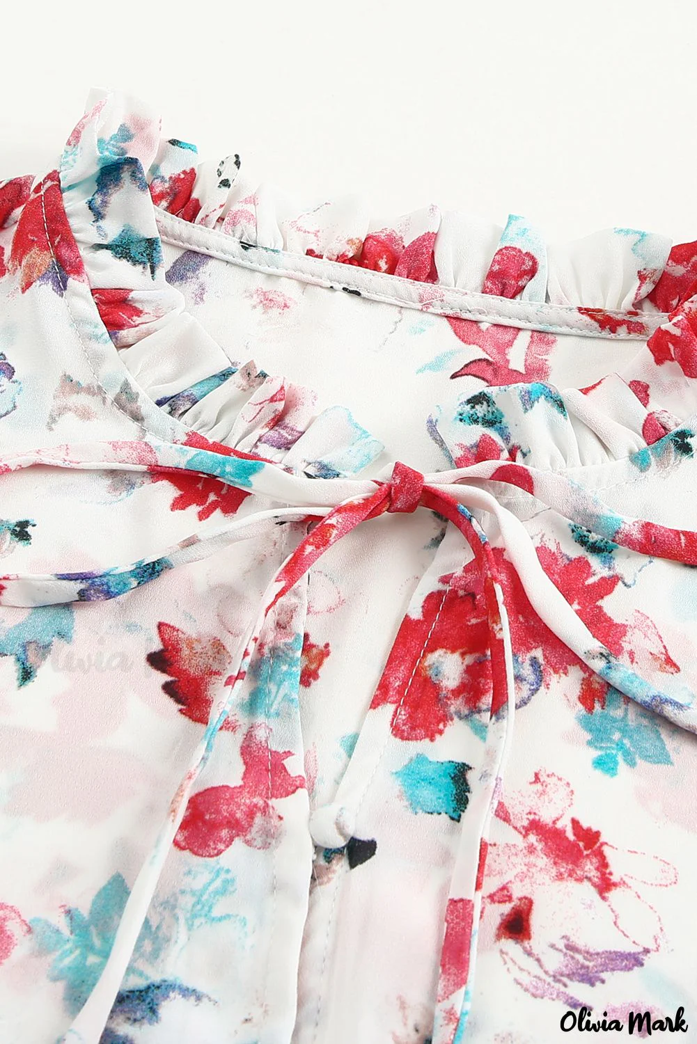 Deanwangkt - Cakewalk Red Floral Smocked Blouse - Deanwangkt