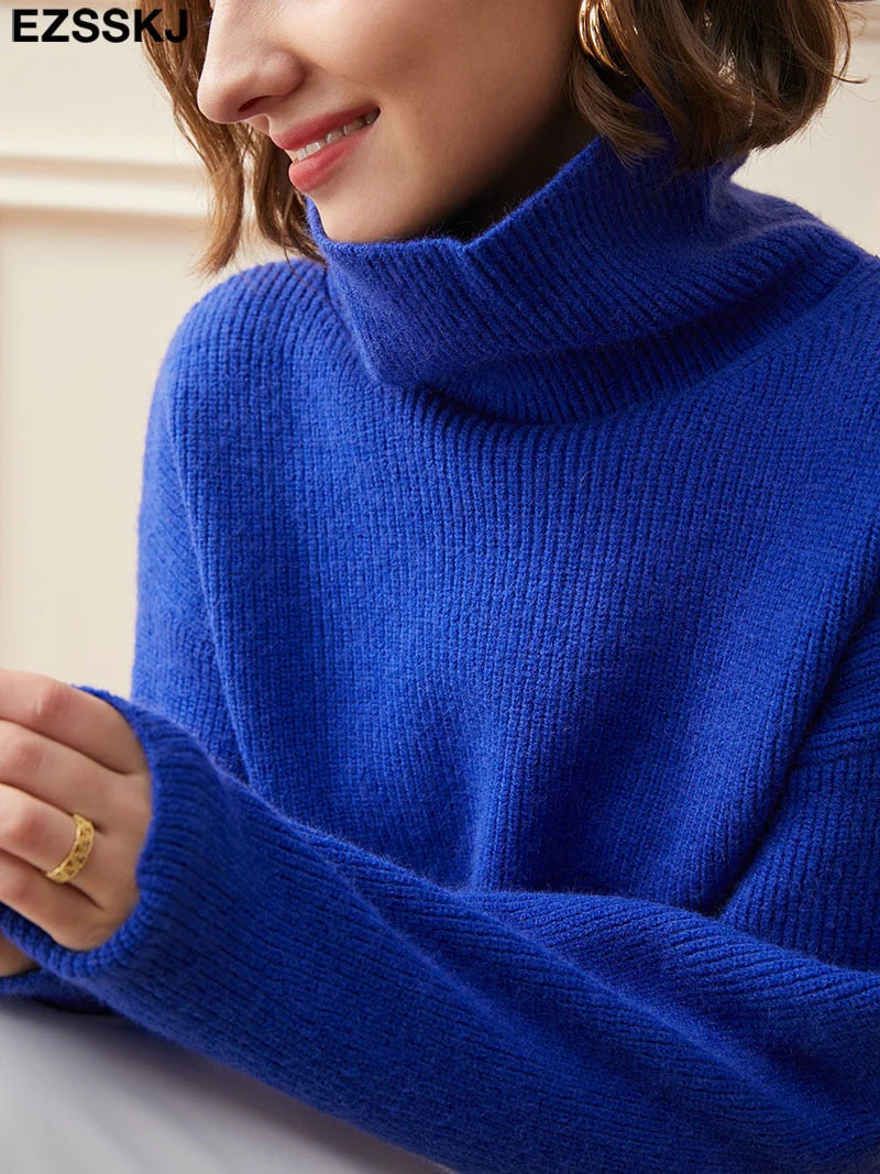 Christmas Gift Deanwangkt Women's Sweater Autumn Winter Warm Turtlenecks Casual Loose Oversized Lady Sweaters Knitted Pullover Top Pull Femme - Deanwangkt