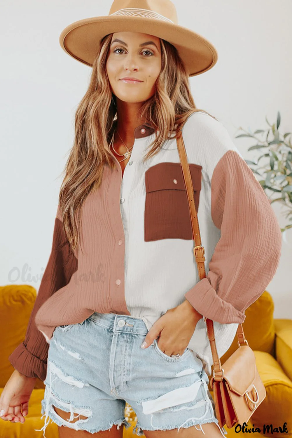 Deanwangkt - Brown textured long sleeve shirt with pocket - Deanwangkt