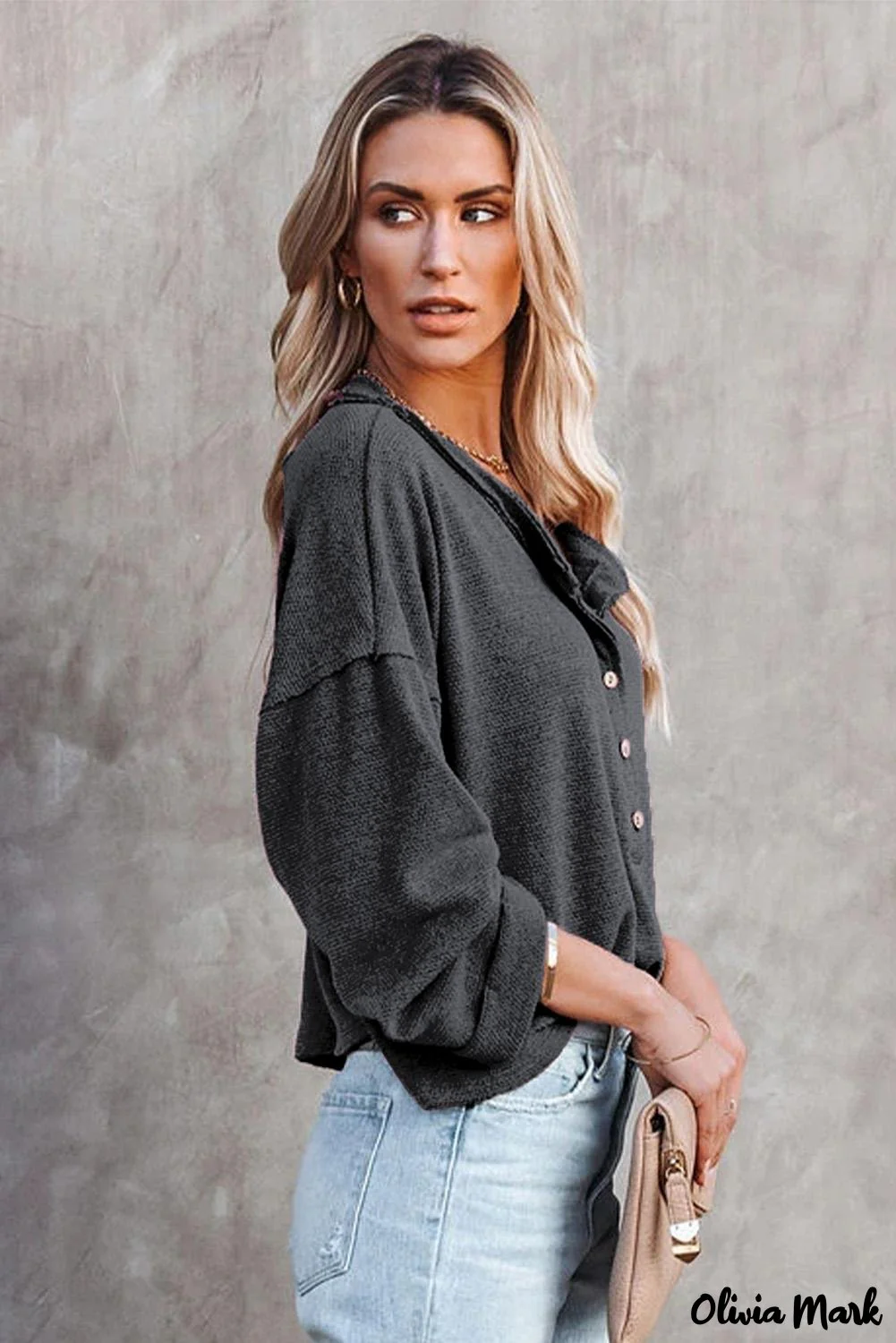 Deanwangkt - Loose buttoned khaki long sleeve shirt - Deanwangkt