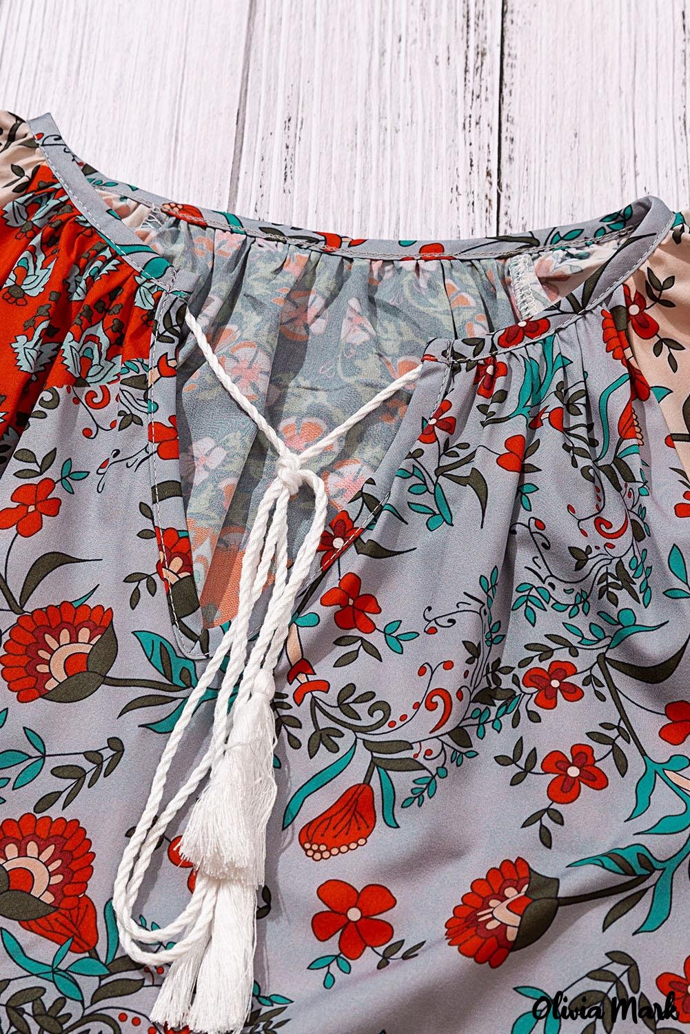 Deanwangkt - Multicolor Peasant Blouse With Floral Print - Deanwangkt