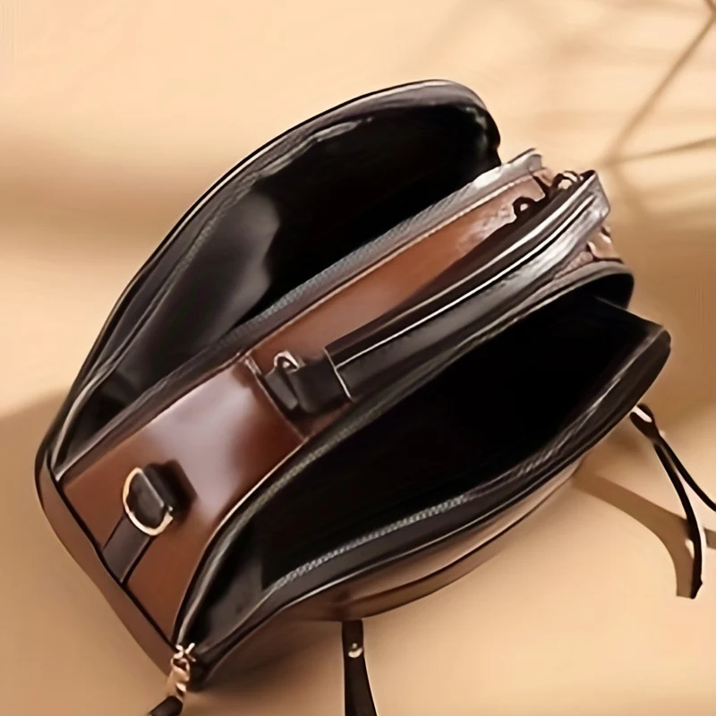 Retro Style Crossbody Bag, Vegan Leather Pillow Handbag, Women's Top Handle Multi Pocket Purse - Deanwangkt