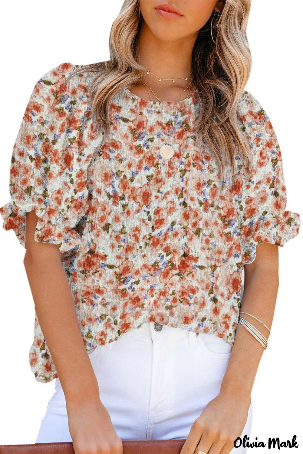 Deanwangkt - Black Floral Smocked Puff Sleeve Blouse - Deanwangkt