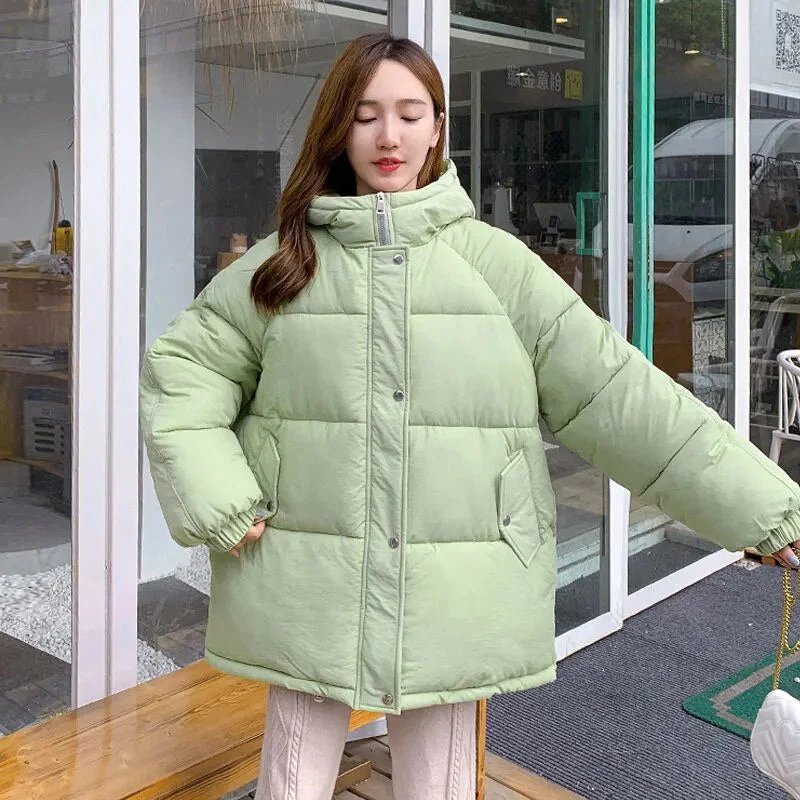Christmas Gift Deanwangkt New Women Short Jacket Winter Parkas Thick Hooded Cotton Padded Jackets Coats Female Loose Puffer Parkas Oversize Outwear - Deanwangkt