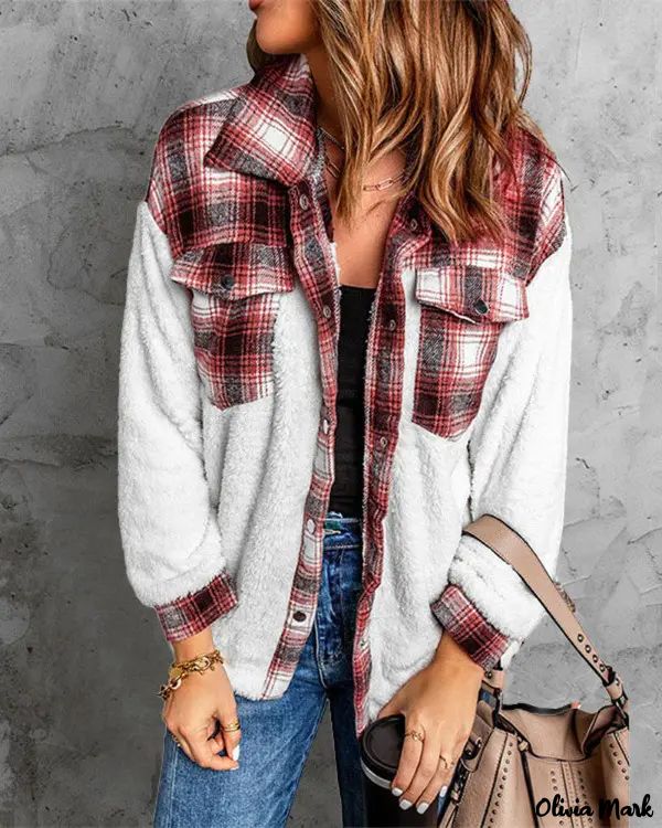 Deanwangkt - Contrast Check Long Sleeve Teddy Jacket - Deanwangkt