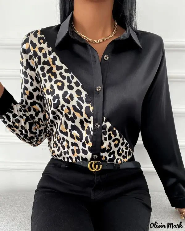 Deanwangkt - Leopard Print Long Sleeve Button Down Casual Shirt - Deanwangkt