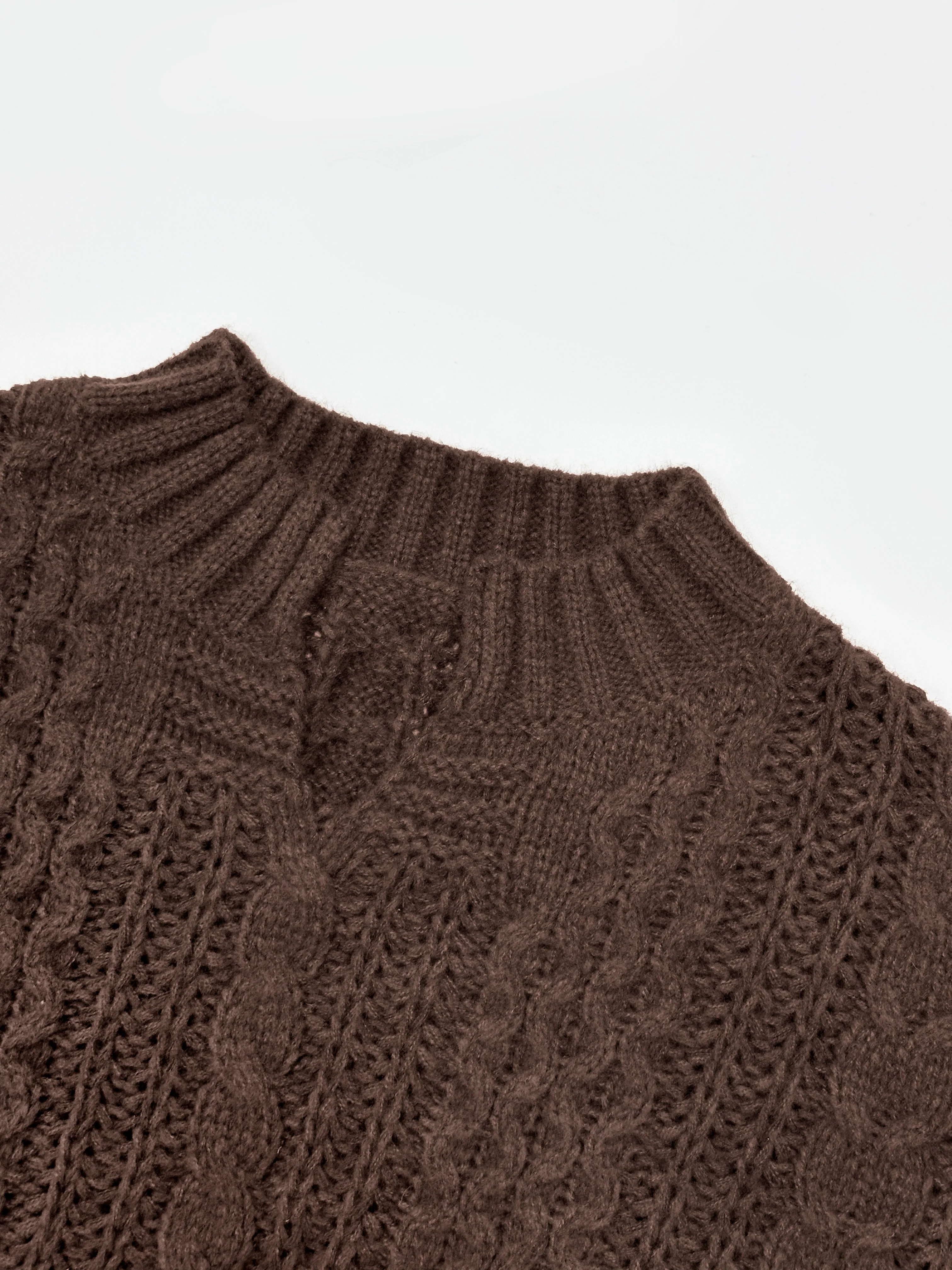 deanwangkt-1  Solid Cable Knit Sweater, Casual V Neck Long Sleeve Sweater, Women's Clothing - Deanwangkt