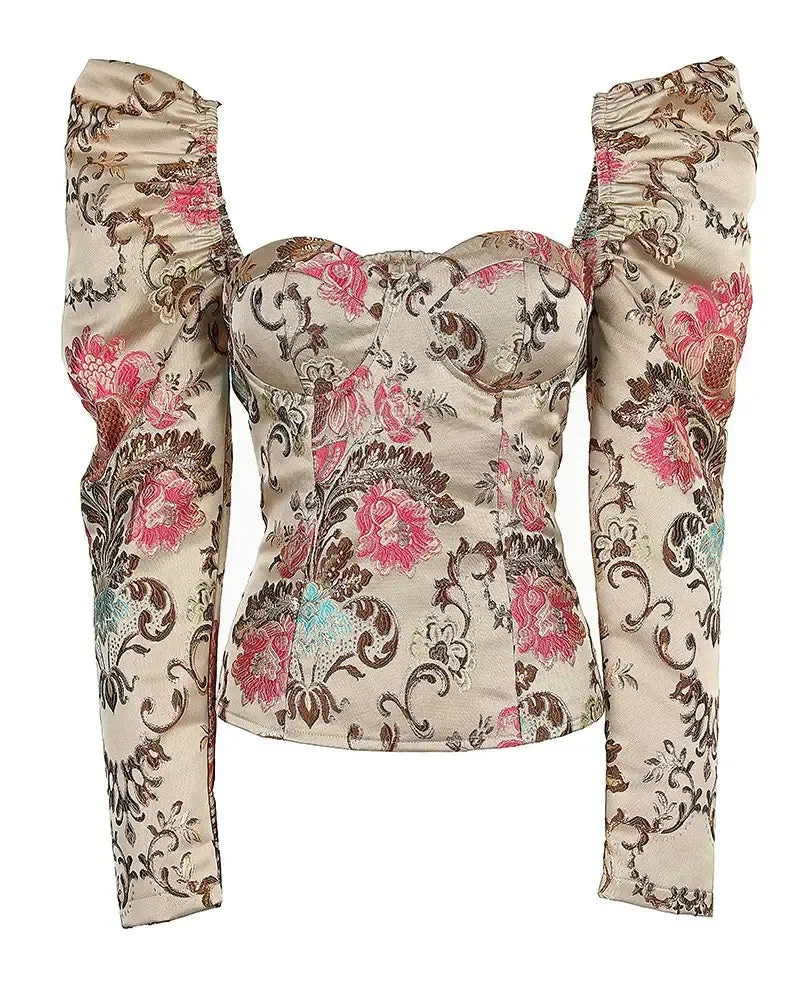 Deanwangkt - Floral Puff Sleeve Top - Deanwangkt