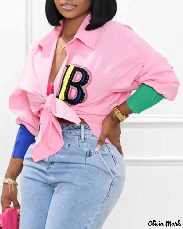 Deanwangkt - Letter Pattern Long Sleeve Shirt - Deanwangkt