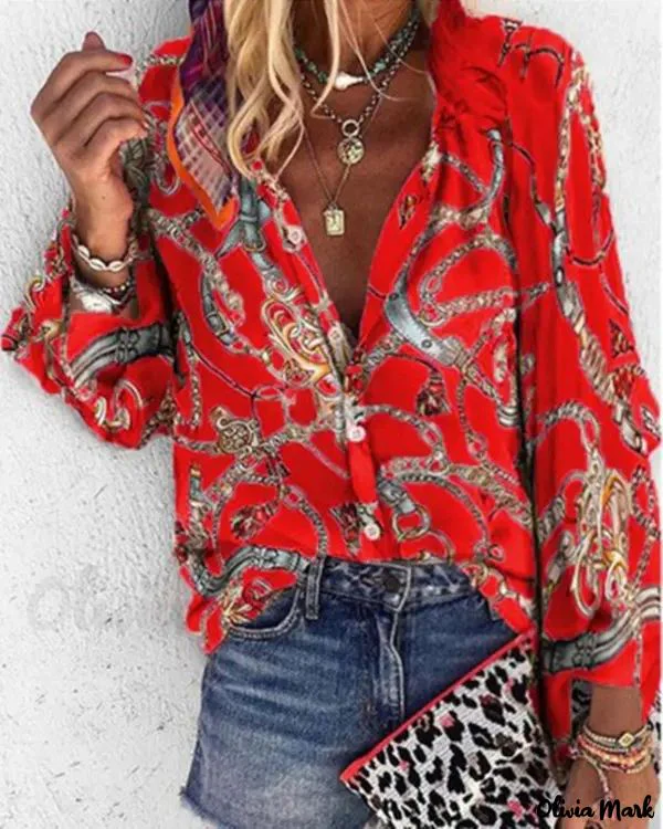 Deanwangkt - Chain Print Long Sleeve Shirt - Deanwangkt
