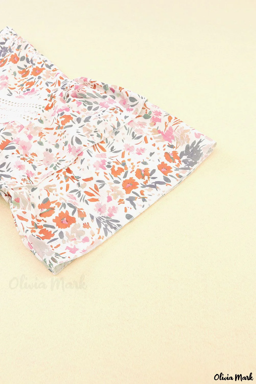 Deanwangkt - Floral Tie Neck Long Sleeve Crinkle Blouse - Deanwangkt