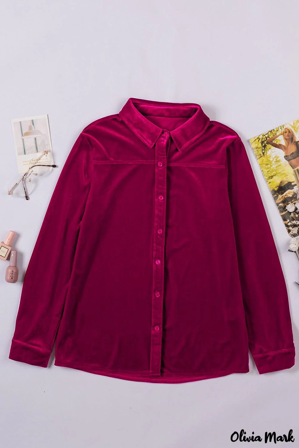 Deanwangkt - Navy Velvet Button Pocket Long Sleeve Shirt - Deanwangkt