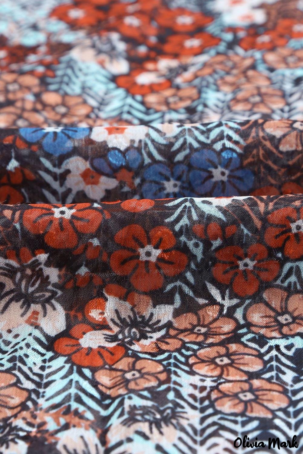 Deanwangkt - Multicolor Floral Print Drawstring Long Sleeve Blouse - Deanwangkt