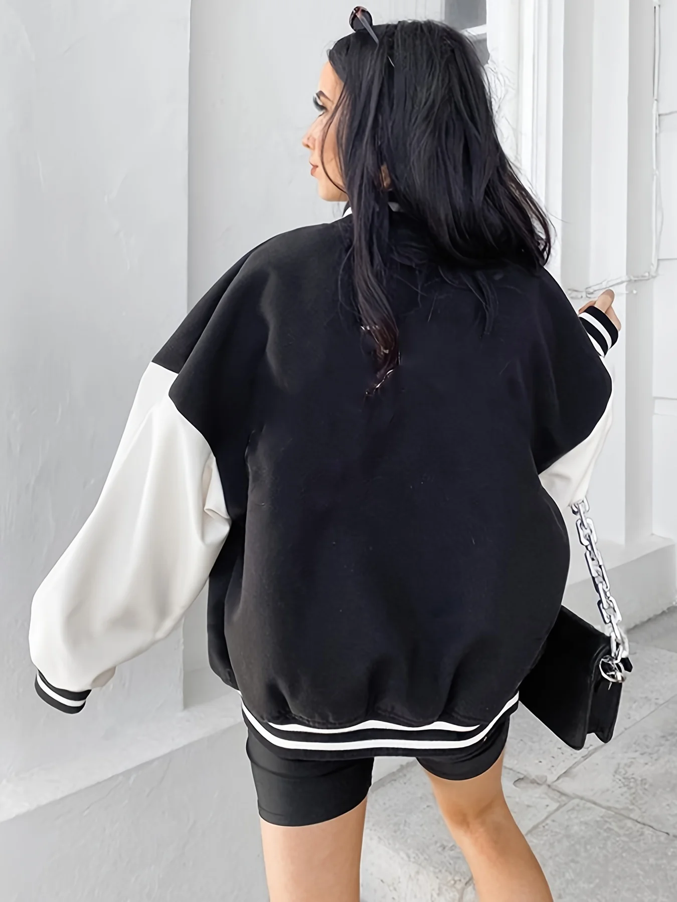 deanwangkt-1 Preppy Classic Varsity Jacket, Long Sleeve Casual Jacket For Spring & Fall, Women's Clothing - Deanwangkt