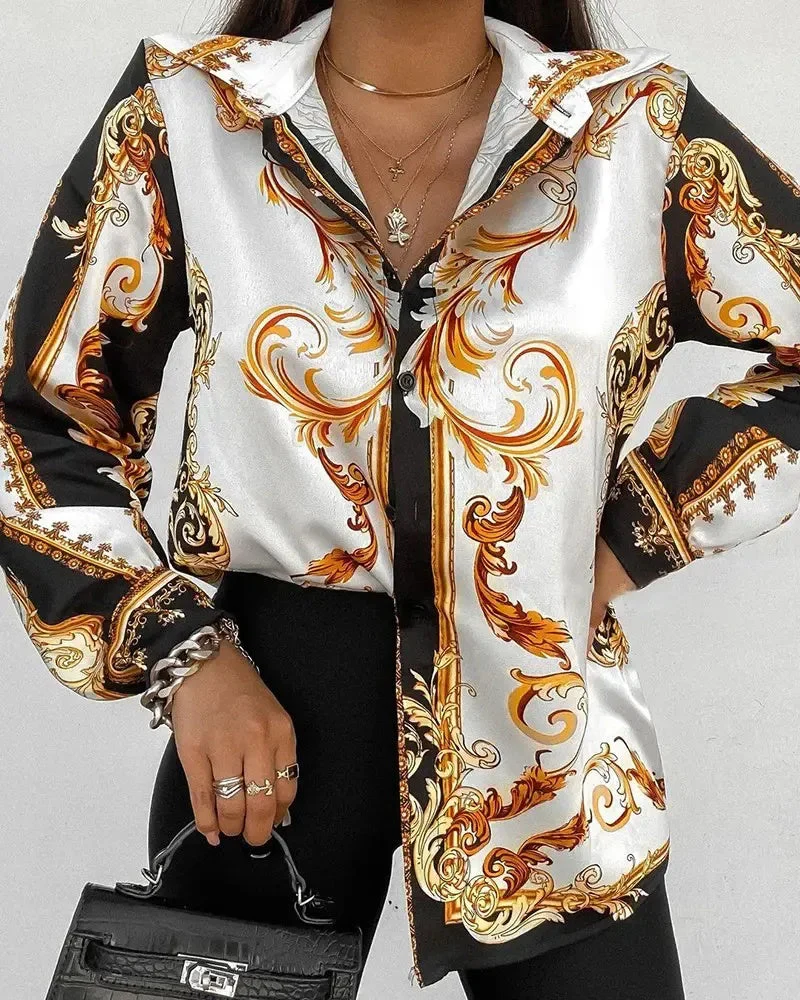 Deanwangkt - Baroque Print Long Sleeve Button Down Shirt - Deanwangkt