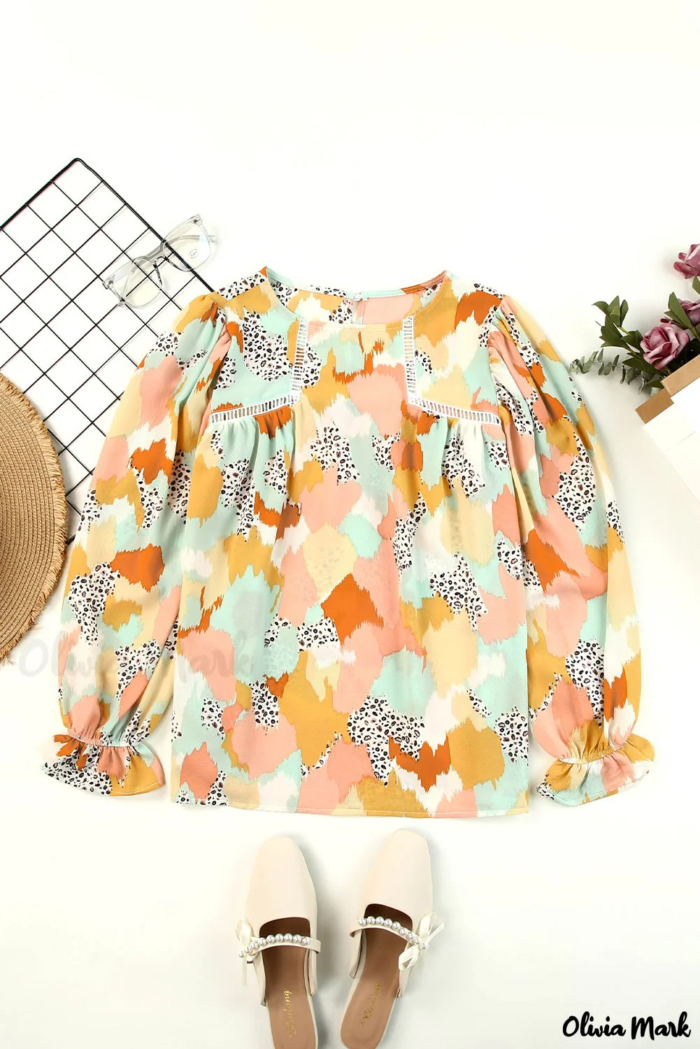 Deanwangkt - Multicolor Abstract Print Long Sleeve Blouse - Deanwangkt