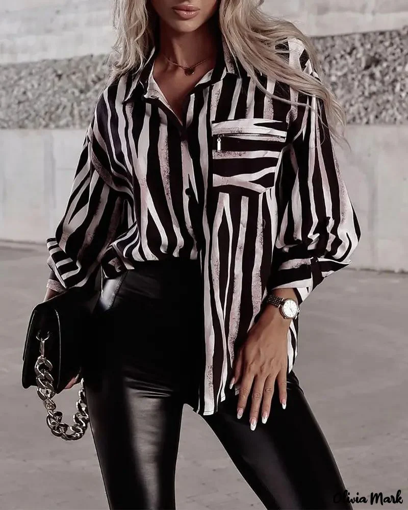 Deanwangkt - Striped Long Sleeve Button Down Shirt - Deanwangkt