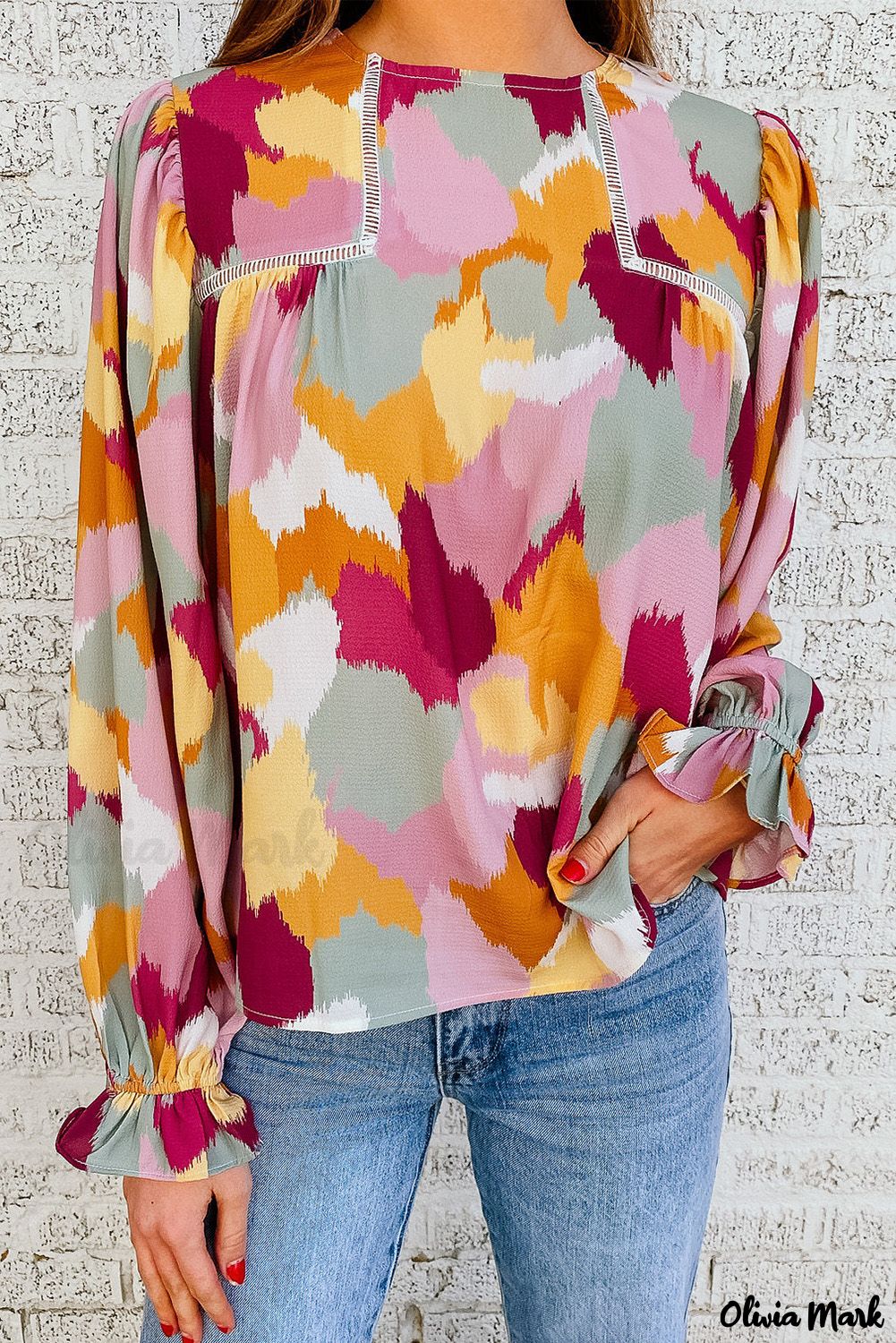 Deanwangkt - Multicolor Abstract Print Long Sleeve Blouse - Deanwangkt