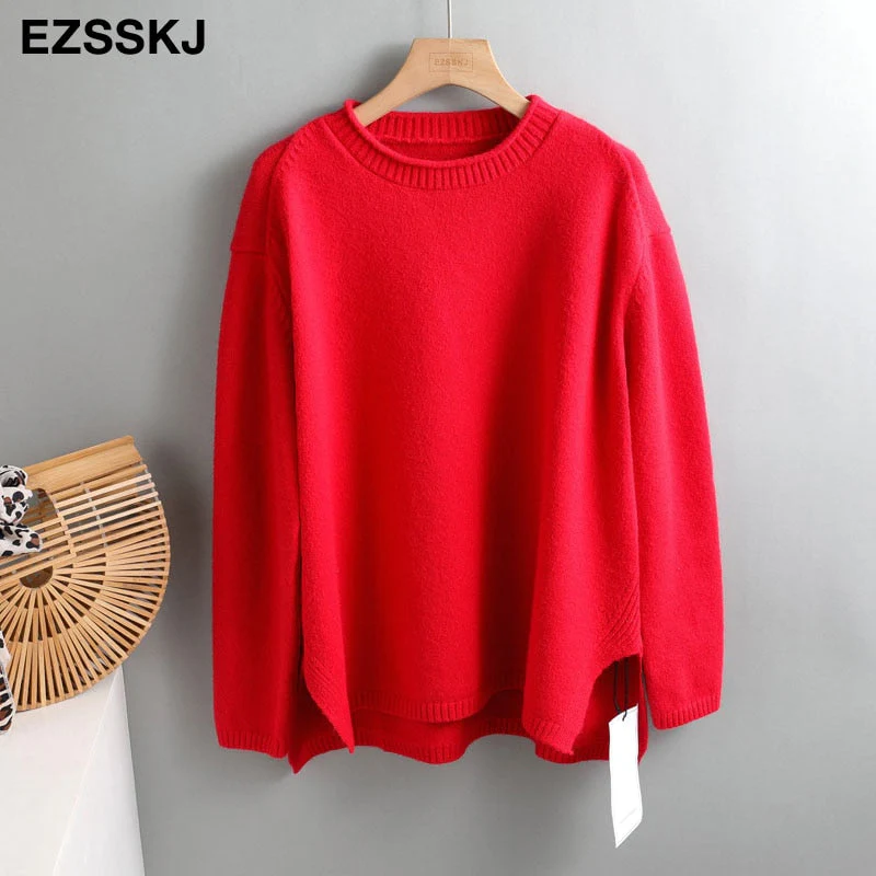 Christmas Gift Autumn Winter O-NECK oversize thick Sweater pullovers Women Deanwangkt loose cashmere  turtleneck Sweater Pullover female Long Sleeve - Deanwangkt
