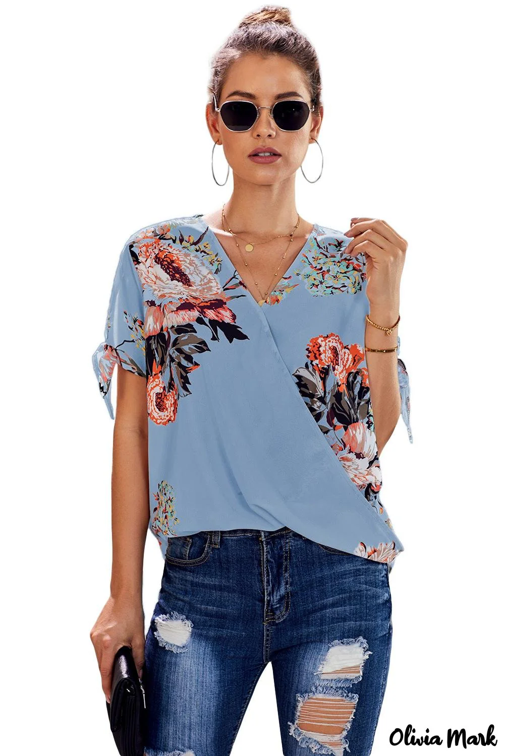 Deanwangkt - Orange Floral Twist Top - Deanwangkt