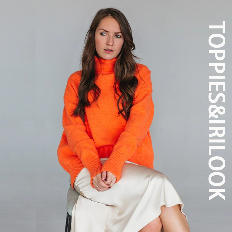 Christmas Gift Deanwangkt Winter Thick Warm Sweater Turtleneck Oversize Pullovers Jumper Female Knitted Tops Irregular Hem Clothing - Deanwangkt