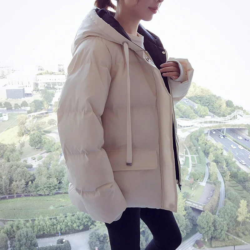 Christmas Gift Deanwangkt Down Jacket Women's Winter Clothes Coat New Loose Thickened Hooded padd Cotton Coats Parkas Bubble Short Puffer Jacket - Deanwangkt