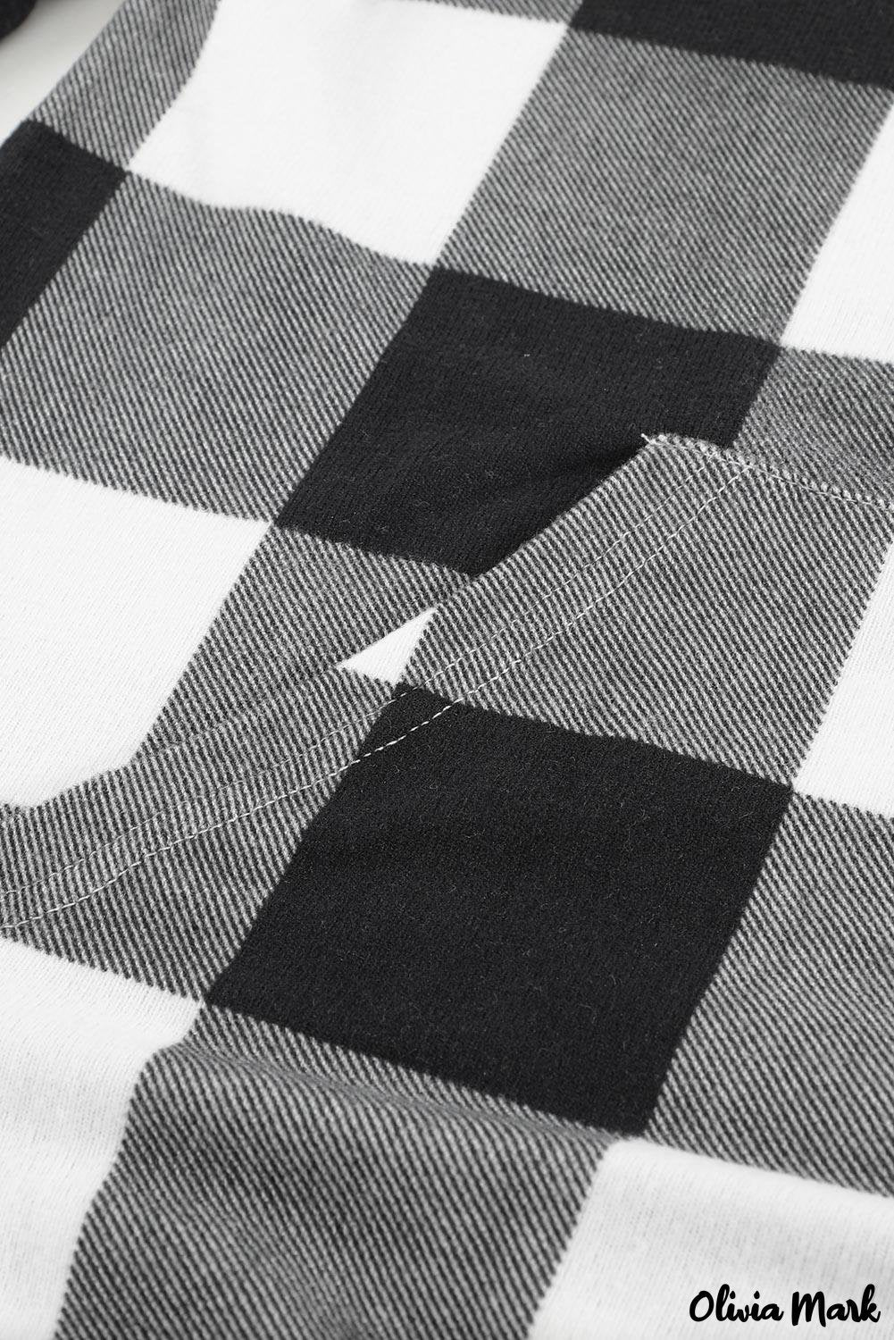 Deanwangkt - Plaid Kangaroo Pocket Long Sleeve Blouse - Deanwangkt